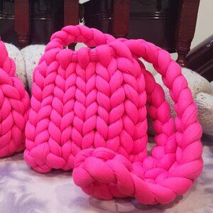 Chunky Handmade knit Purse Handbag, Messenger, Shoulder tote, Puffy Bag, Jersey